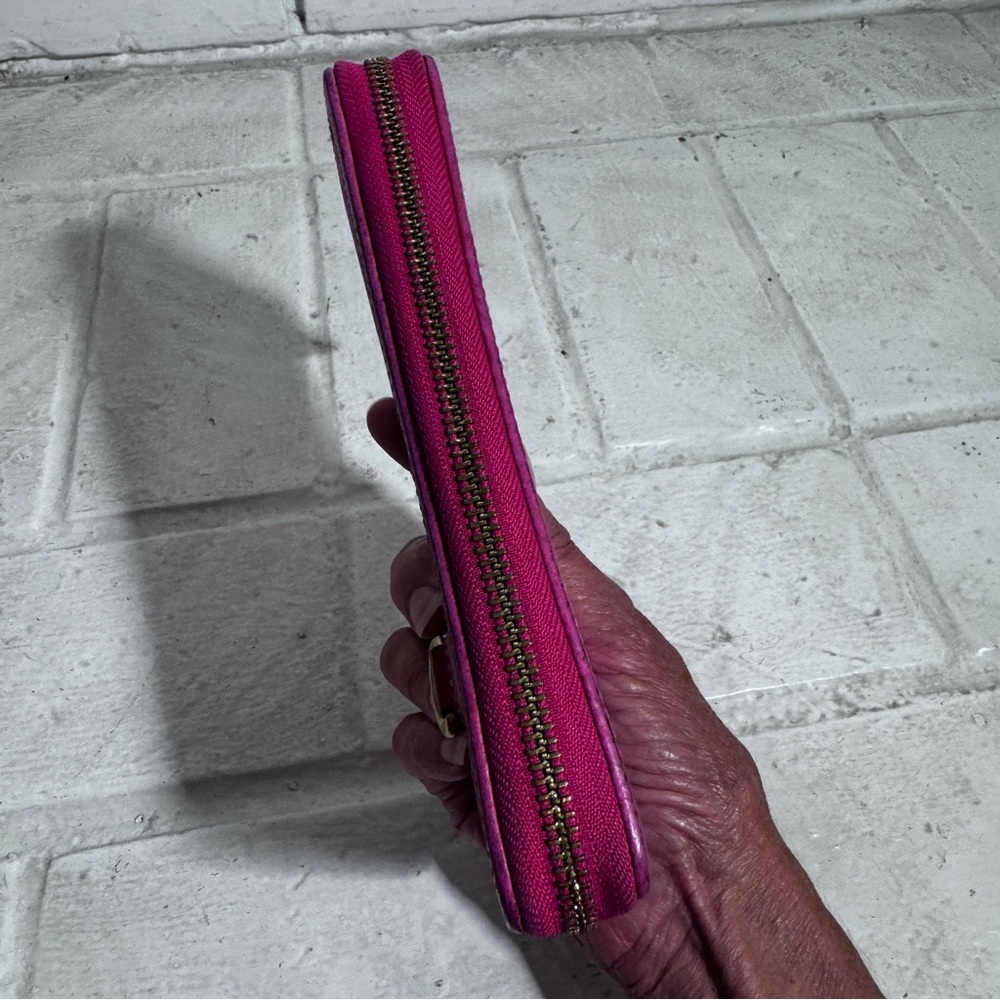 Coach Pink Signature Wallet with Zip-Around Closure - Picture 10 of 12